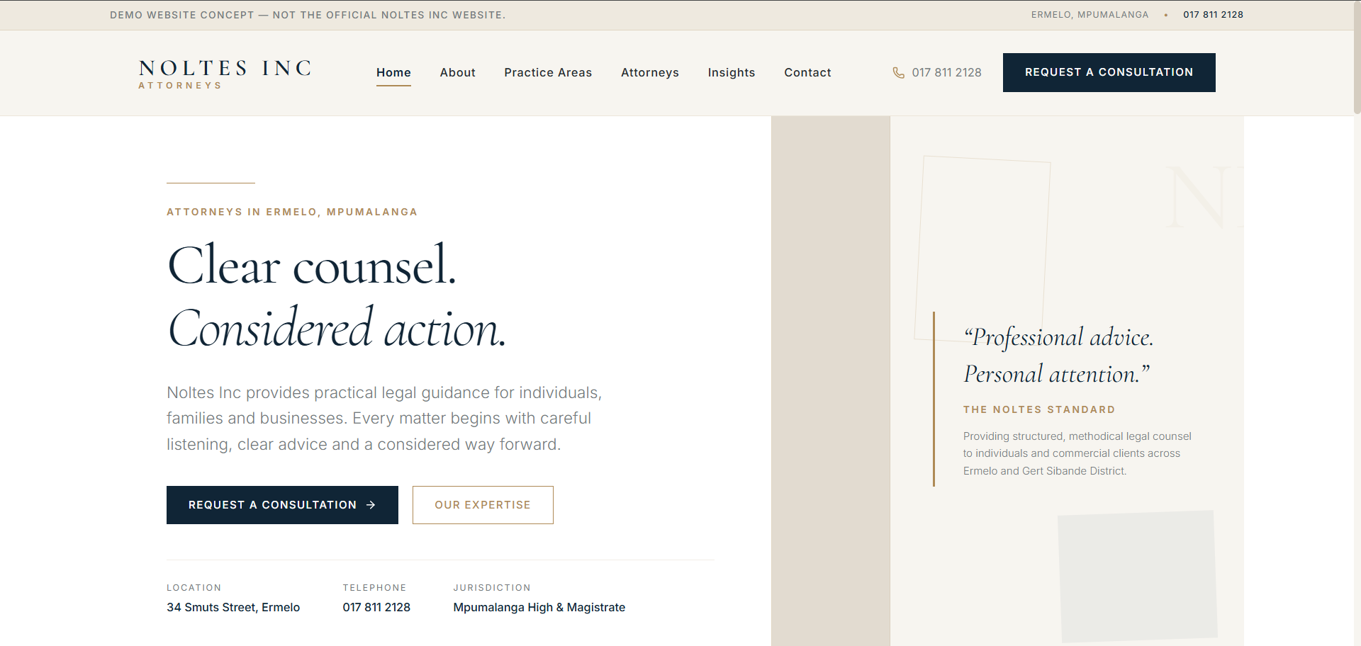 Noltes Inc. Attorneys interface preview